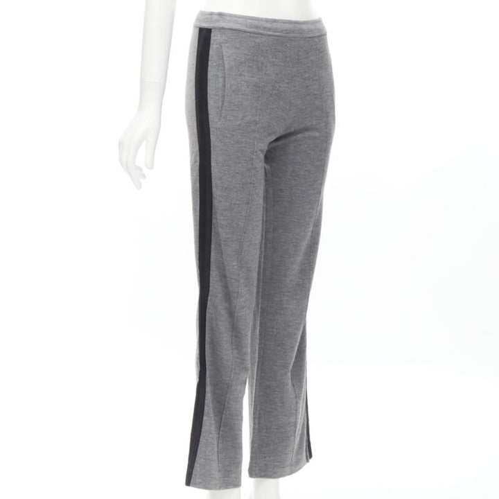 GUCCI grey viscose cotton black side tape wide sweat pants XS