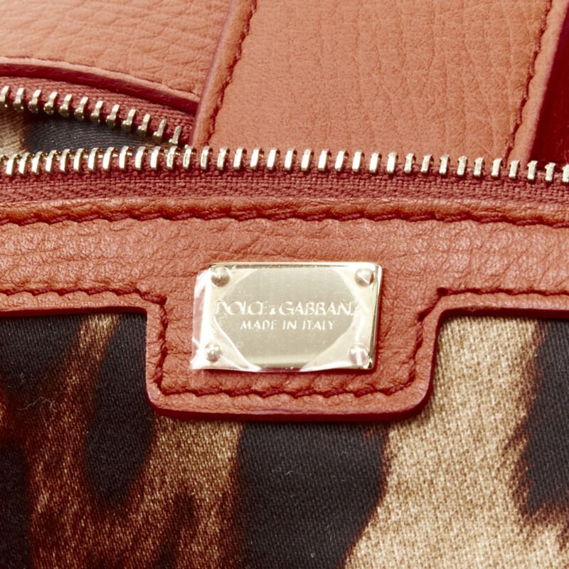DOLCE GABBANA Monica orange leather gold lock flap shoulder satchel bag