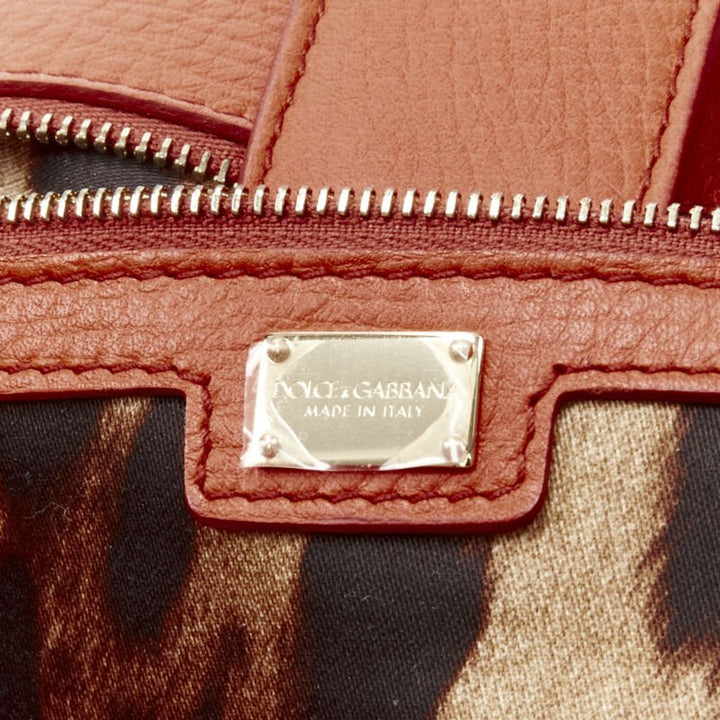 DOLCE GABBANA Monica orange leather gold lock flap shoulder satchel bag