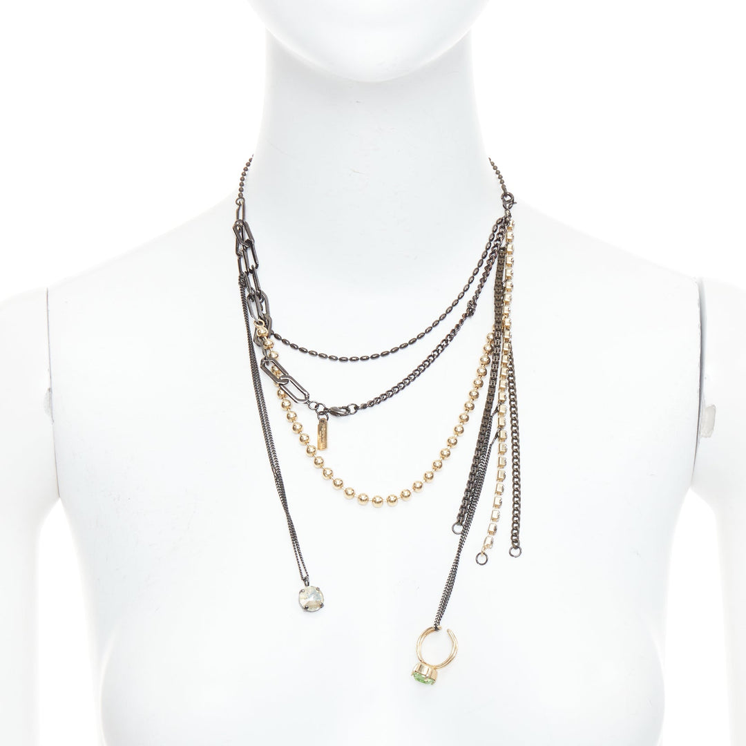 rare MAISON MARGIELA 11 Vintage chain pearl green ring deconstructed necklace