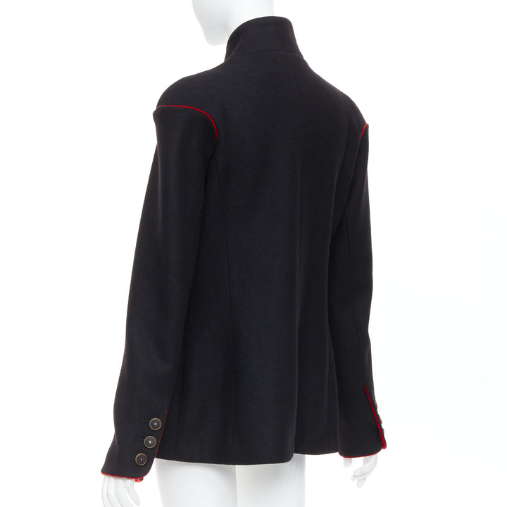 rare CHANEL 2015 Runway Edelweiss flower embroidery circle pocket wool coat FR42