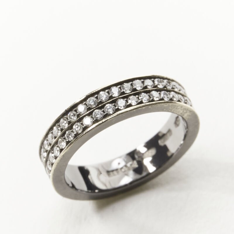 REPOSSI 18K white gold diamond midi pinky ring US 1.5