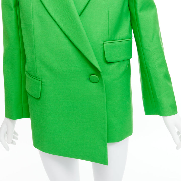 ALEXANDER MCQUEEN 2022 green wool double breasted wrap blazer jacket IT38 XS