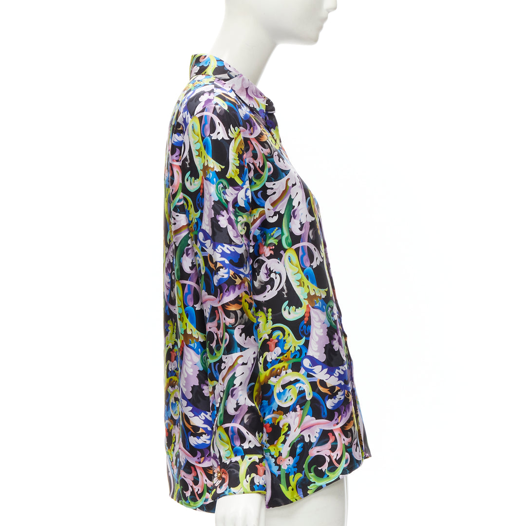 VERSACE 2021 Runway Baroccoflage 100% silk gold Medusa shirt IT42 M