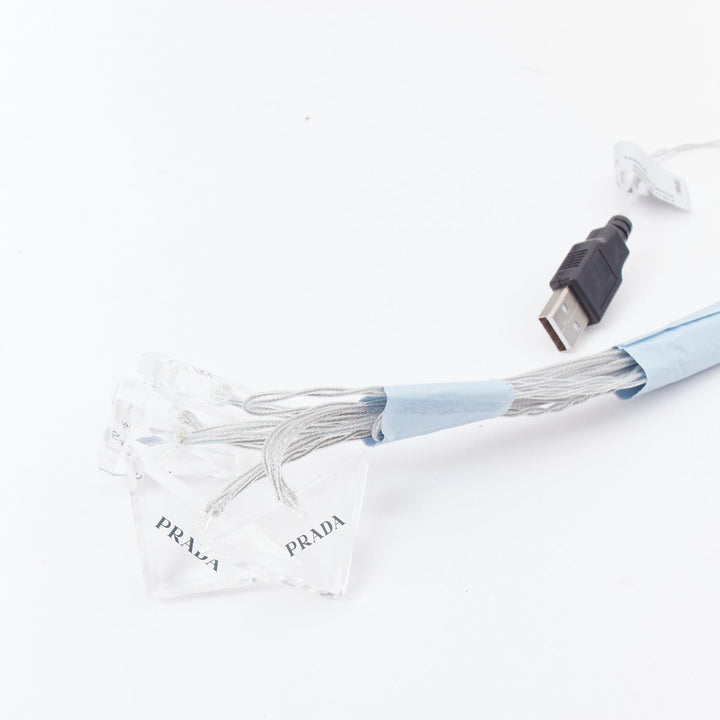 PRADA Plexiglas Fairy Lights clear acrylic black logos USB fairy LED lights