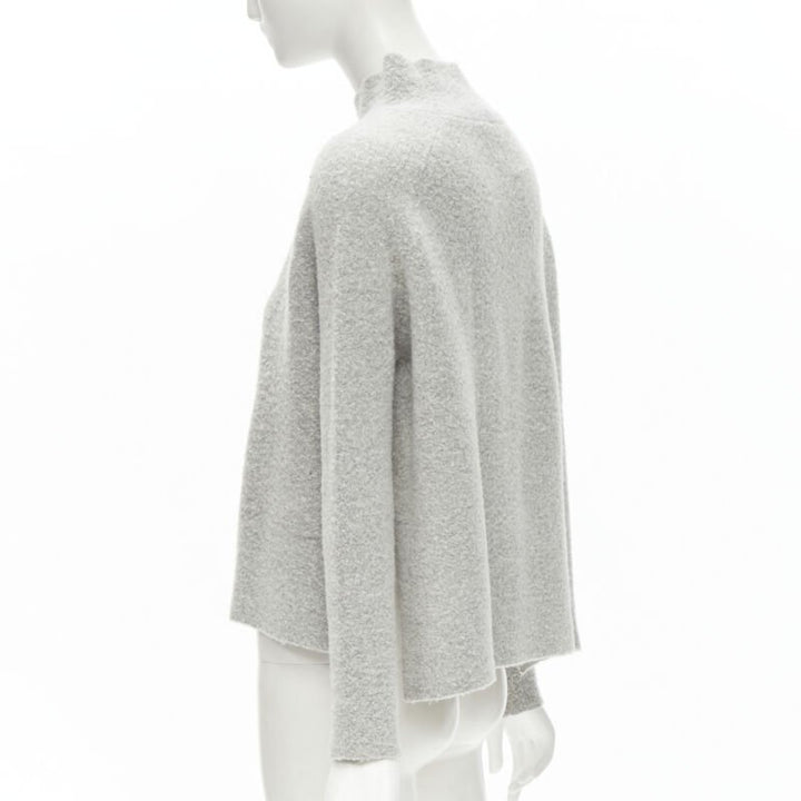 THEORY grey wool blend fuzzy stand collar step hem sweater XS