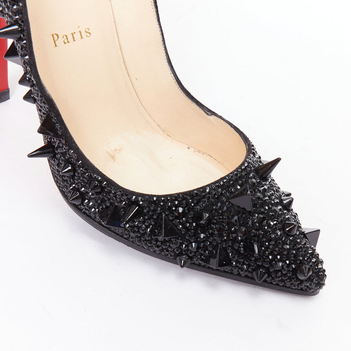 CHRISTIAN LOUBOUTIN Pigalili Potpourri Fifi 120 black spike strass pumps EU37