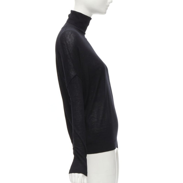 VINCE black viscose classic turtleneck long sleeves sweater XS