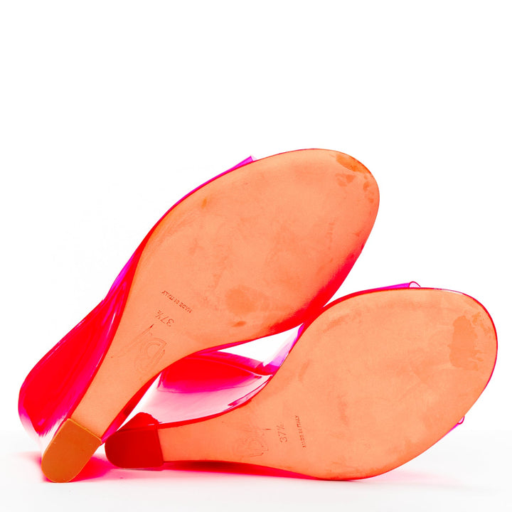 BETTINA VERMILLON Emili Sindlev Britney hot pink PVC wedge mules EU37.5