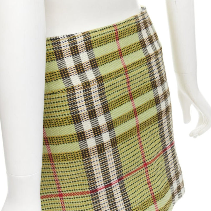 BURBERRY LONDON House Check green wool mini skirt UK6 US4 XS