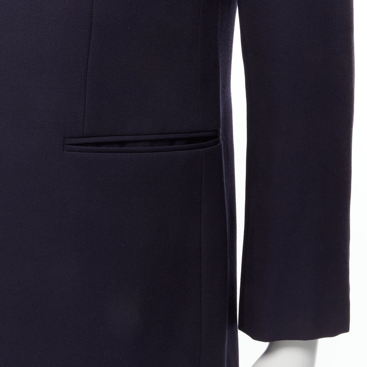 SAINT LAURENT virgin wool navy classic satin shawl collar tux blazer suit EU50 L