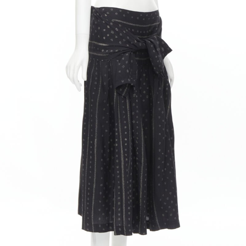 TRICOT COMME DES GARCONS black Ethnic Bohemian floral jacquard flared skirt S