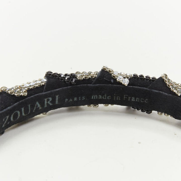 ALEXANDER ZOUARI black silver crystal encrusted headband
