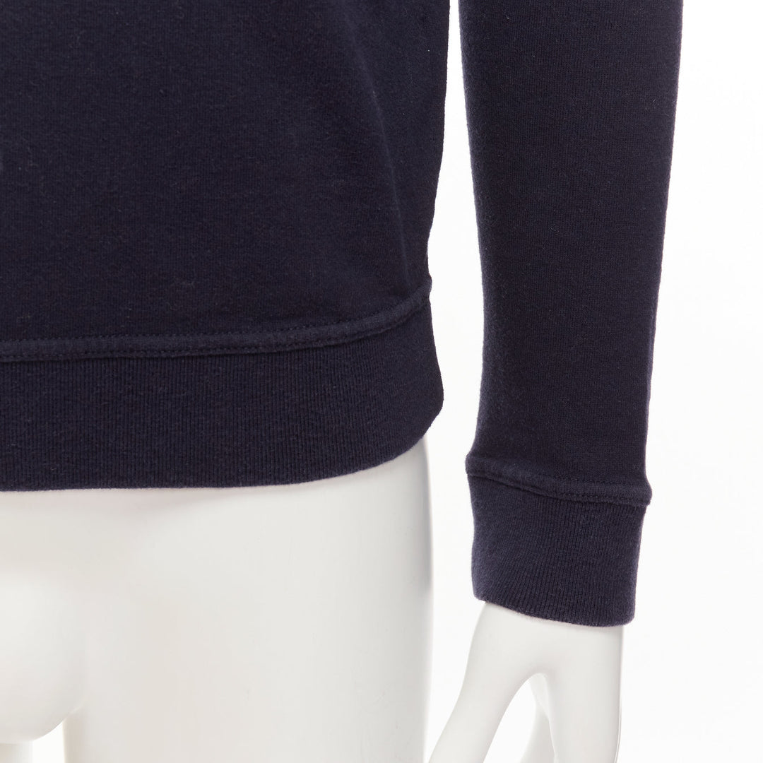 A.P.C. navy blue white anchor embroidery crew neck cotton sweatshirt US0 XS