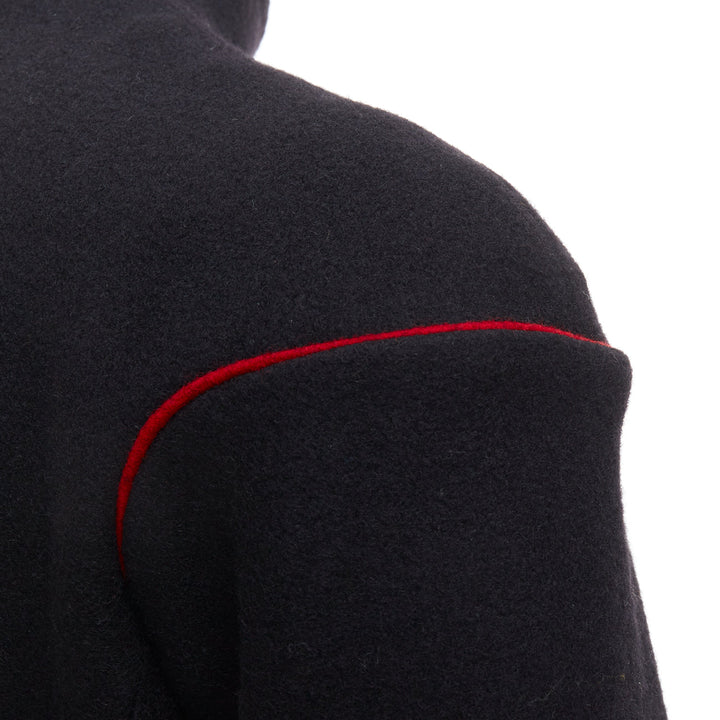 rare CHANEL 2015 Runway Edelweiss flower embroidery circle pocket wool coat FR42