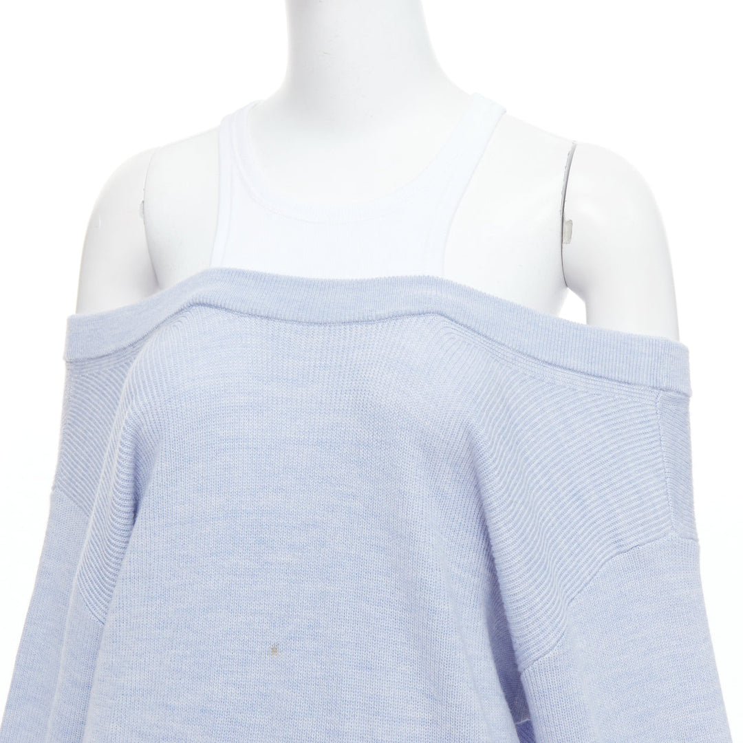 ALEXANDER WANG T blue merino wool white contrast sweater dress M