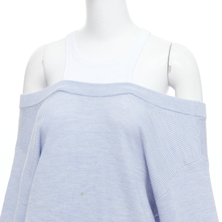 ALEXANDER WANG T blue merino wool white contrast sweater dress M