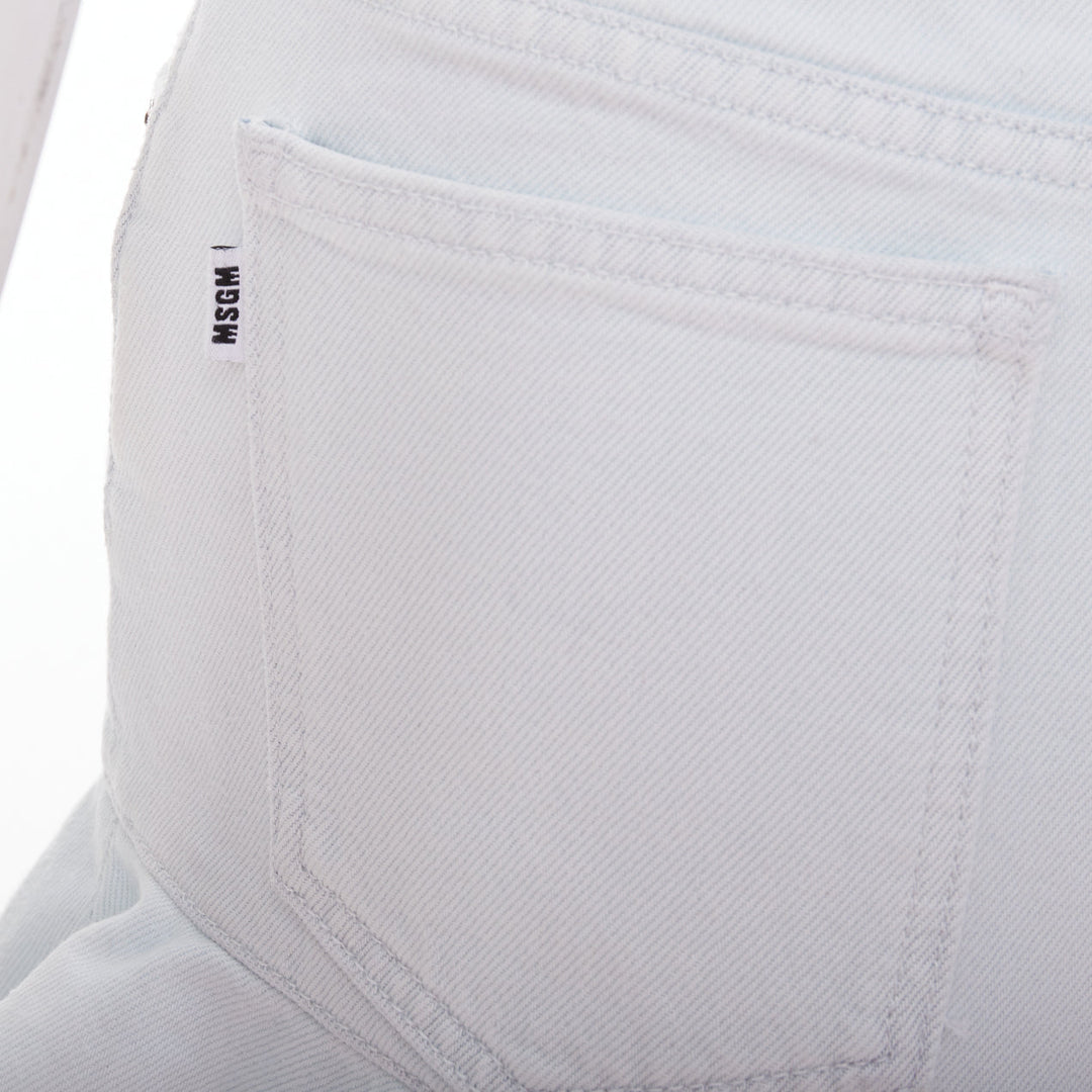 MSGM light blue washed ruffle hem zipper front mini shorts IT38 XS