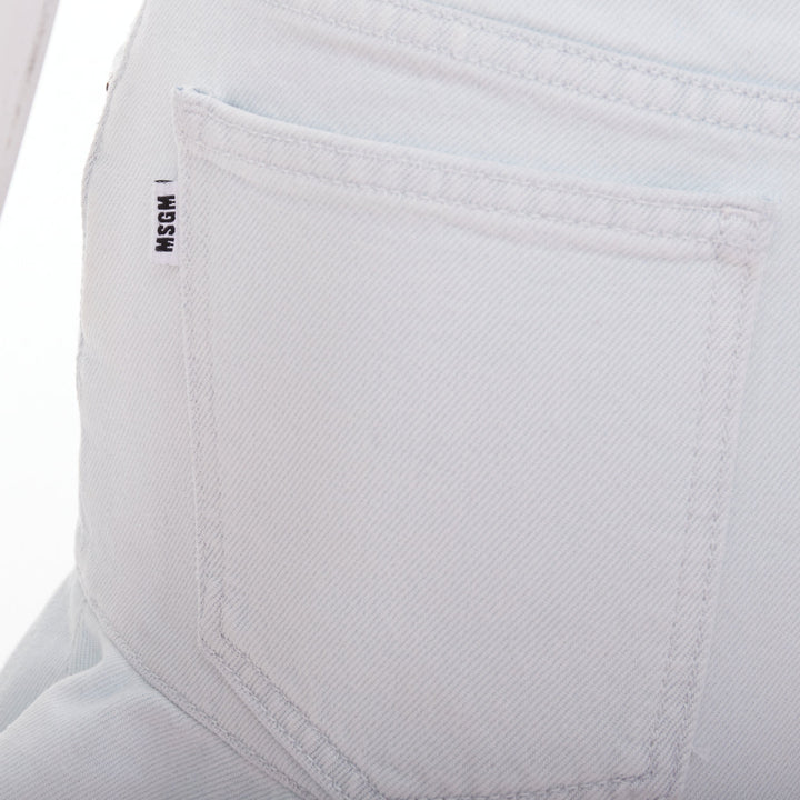 MSGM light blue washed ruffle hem zipper front mini shorts IT38 XS