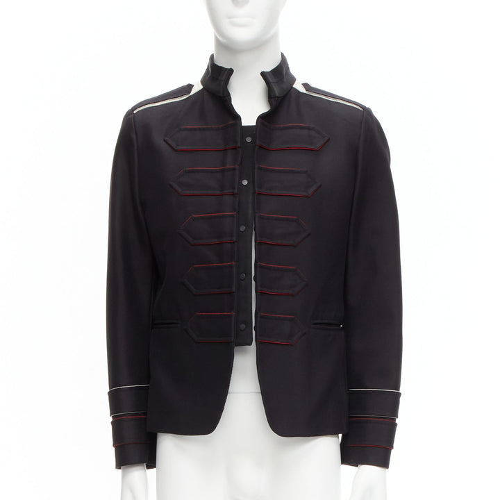 VALENTINO back silk blend white epaulets cuff panelled military jacket IT48 M