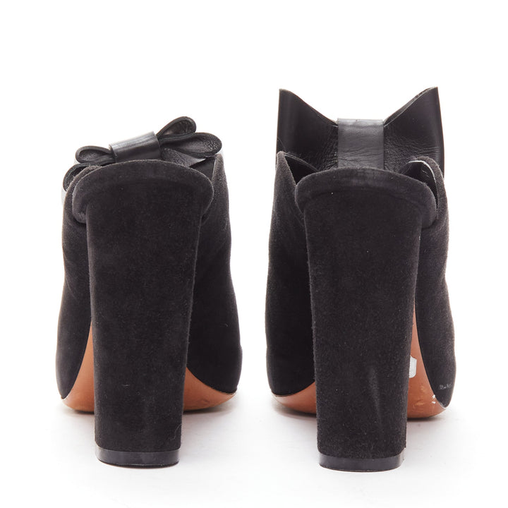 OLD CELINE Phoebe Philo black suede bow high heel mules EU36.5