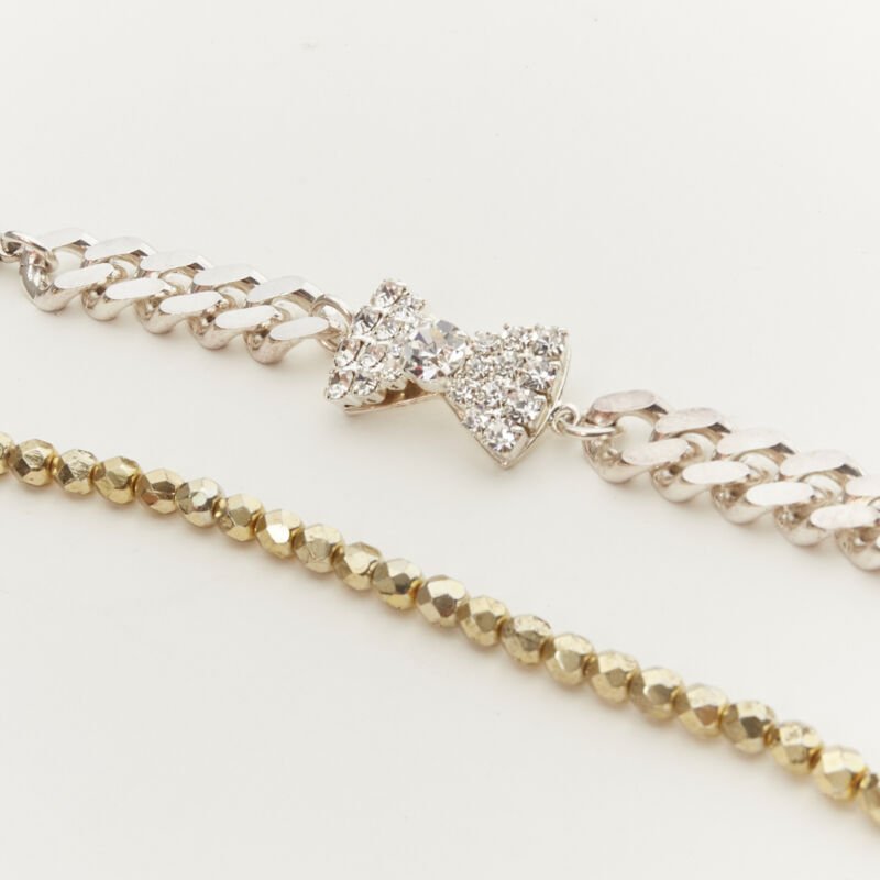 LE BIJOUX DE SOPHIE Lot of 2 gold skull charm silver crystal bow chain bracelet