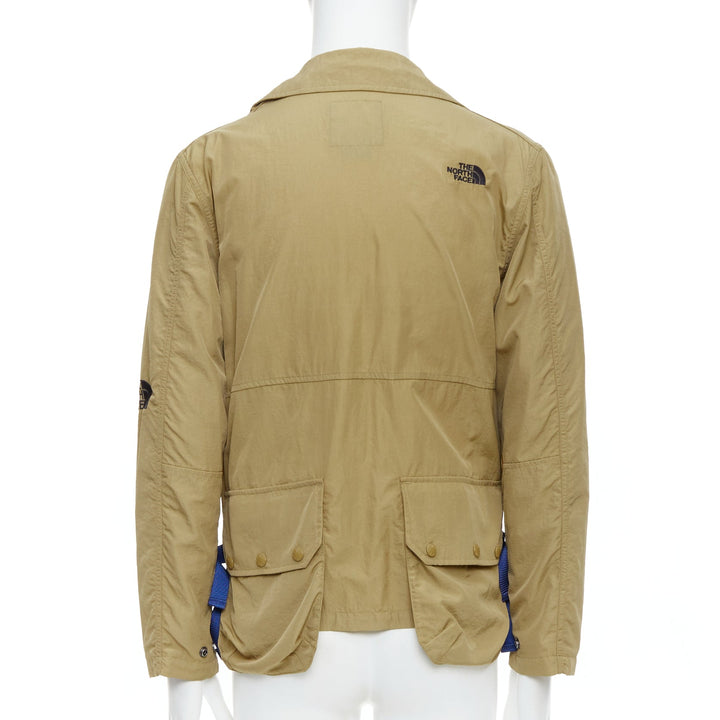 THE NORTH FACE khaki nylon blue trims black logo windbreaker jacket XS