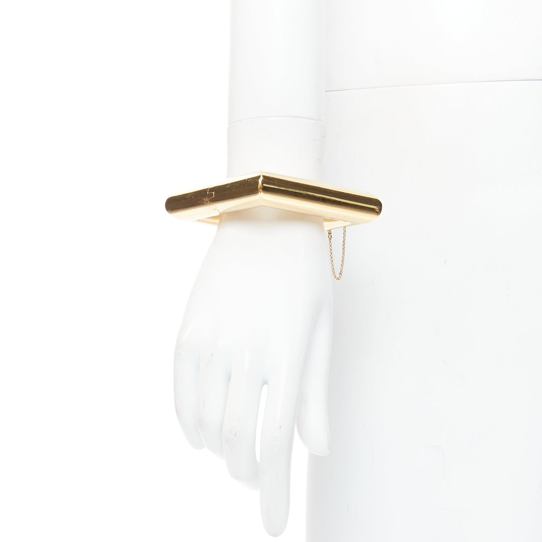 rare OLD CELINE Phoebe Philo Runway gold tubular square bangle cuff S