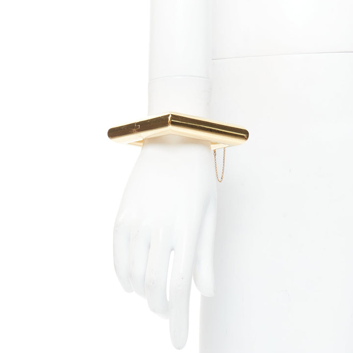 rare OLD CELINE Phoebe Philo Runway gold tubular square bangle cuff S