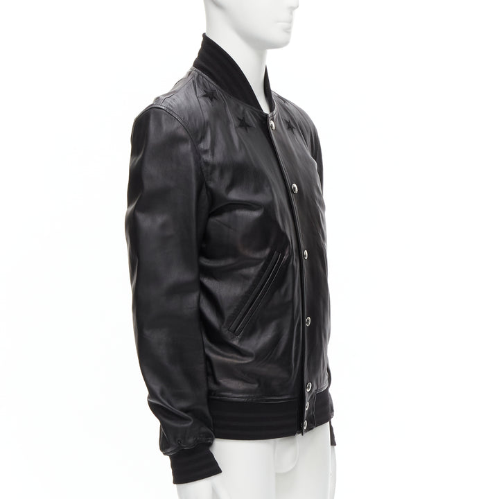 GIVENCHY Riccardo Tisci black signature stars lambskin leather bomber EU48 M