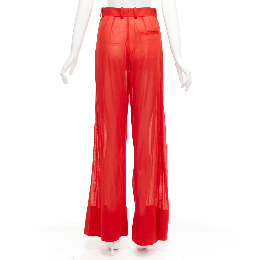 OLD CELINE Phoebe Philo red sheer solid seam wide leg pants FR36 S