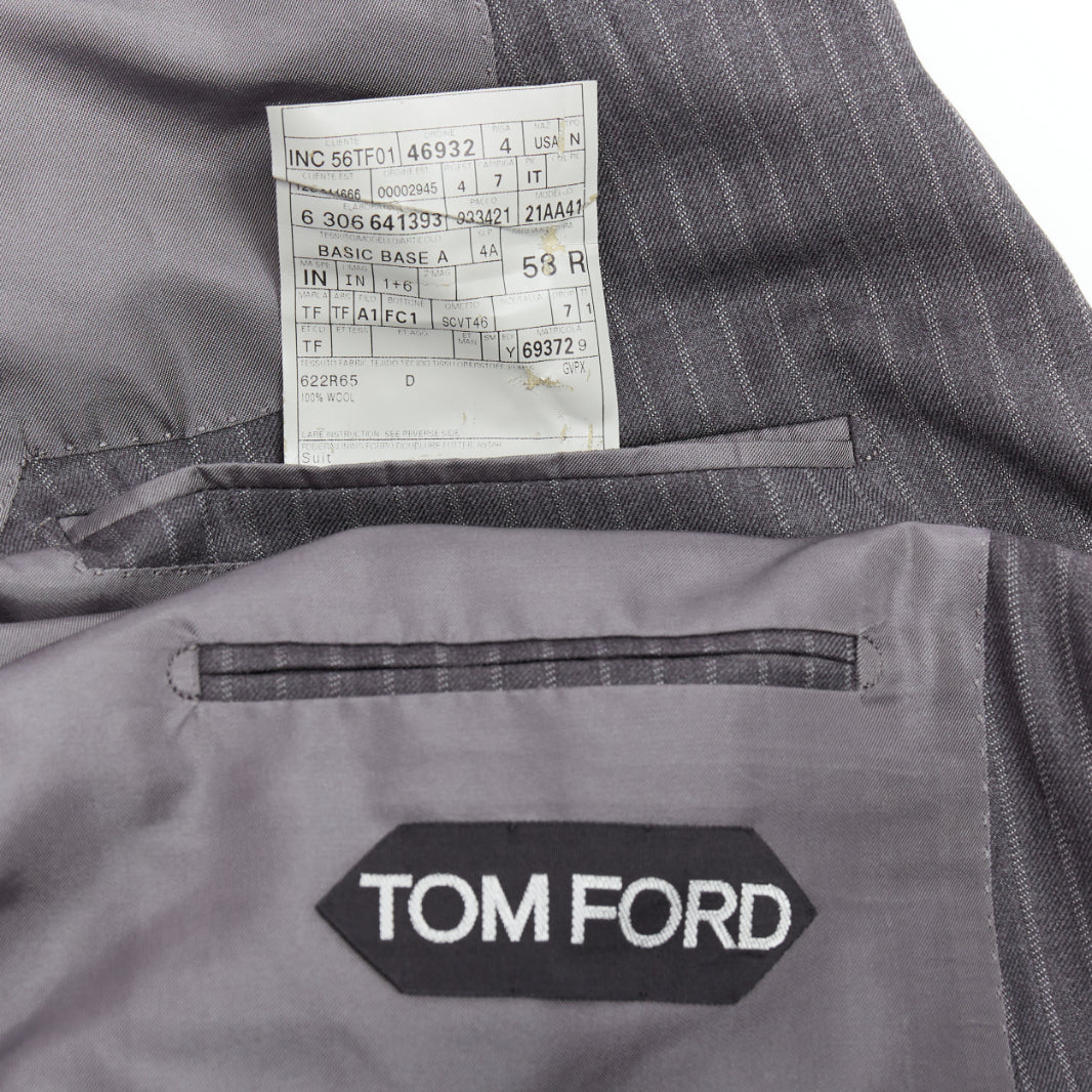 TOM FORD grey pinstripe hand stitched flap pockets blazer IT58 4XL