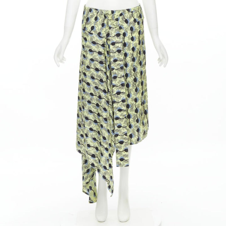 MARNI yellow paisley blue black geometric print belted wrap skirt IT40 S