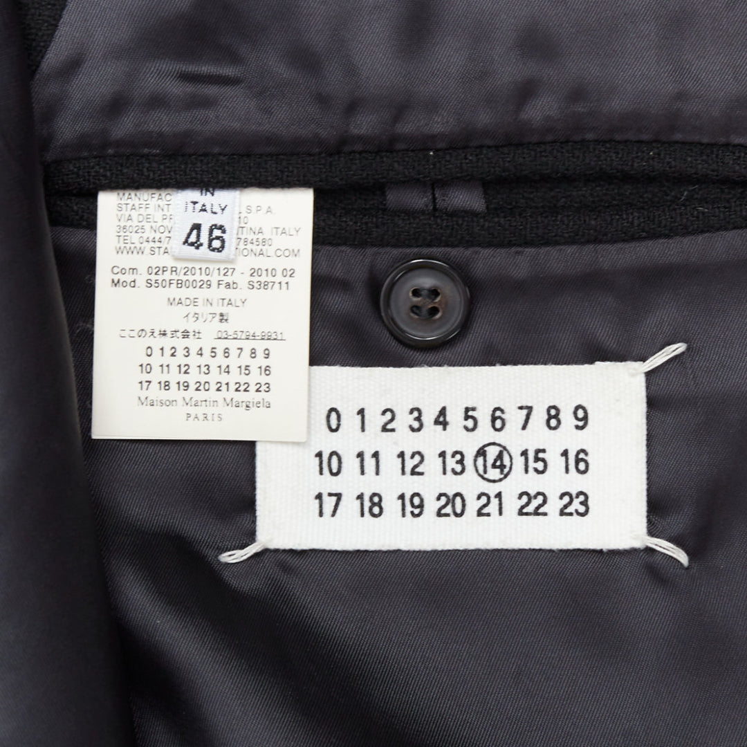 MAISON MARGIELA black wool blend oval grommet pocket vest IT46 S