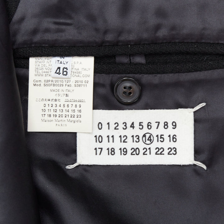 MAISON MARGIELA black wool blend oval grommet pocket vest IT46 S