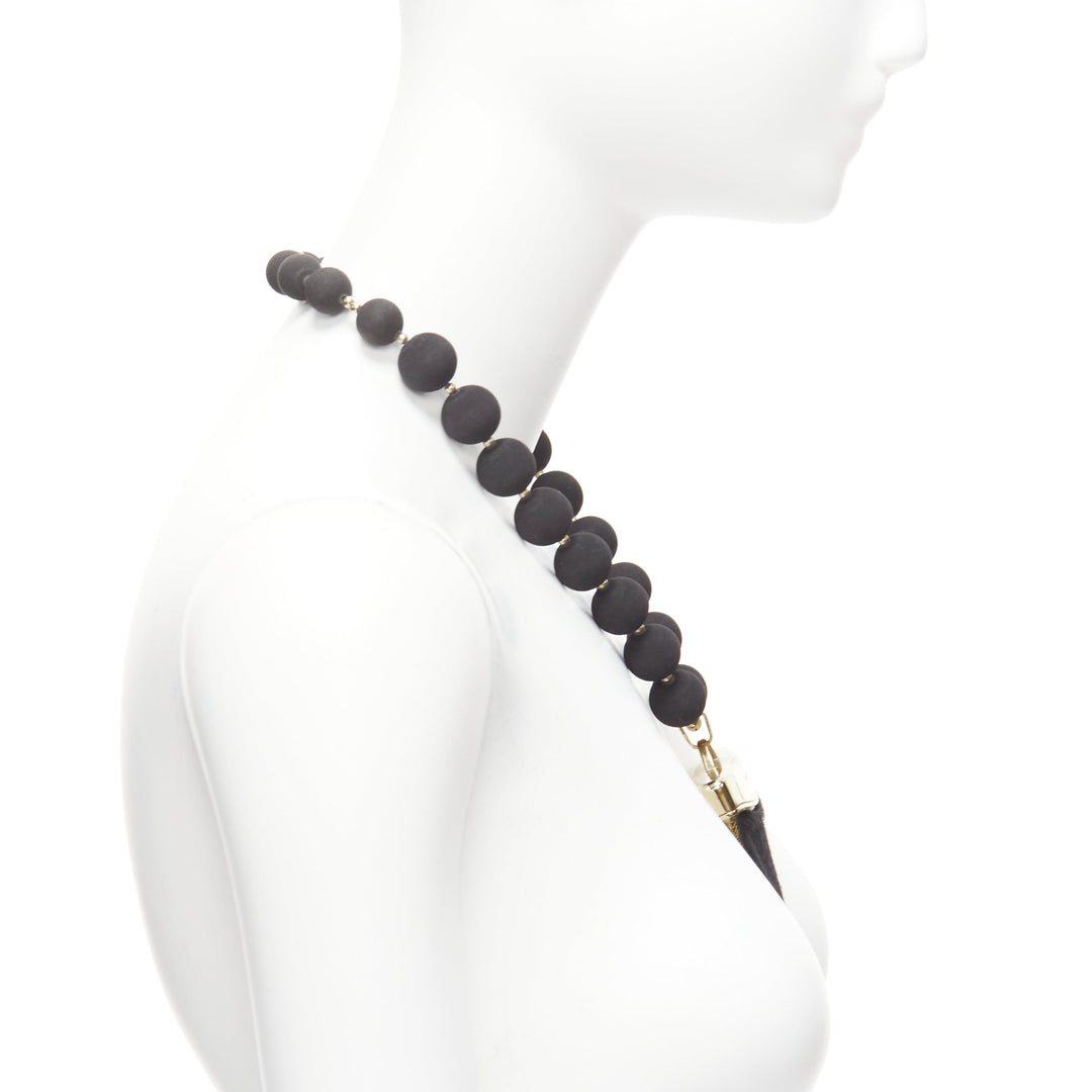 rare GIVENCHY Riccardo Tisci black pony hair shark tooth velvet ball necklace