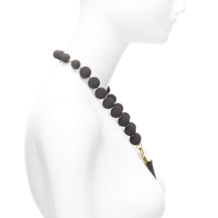 rare GIVENCHY Riccardo Tisci black pony hair shark tooth velvet ball necklace