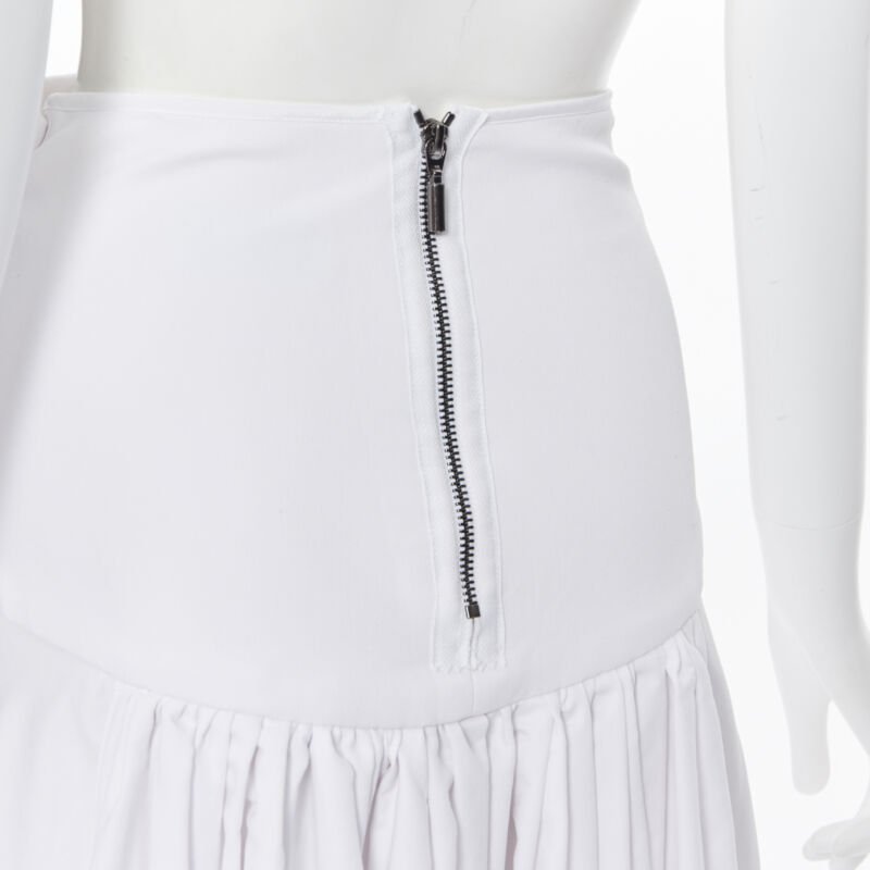 MATICEVSKI white ruched waist band pleated flared maxi dress XS