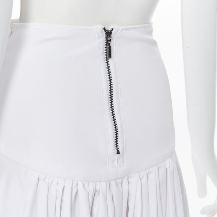 MATICEVSKI white ruched waist band pleated flared maxi dress XS