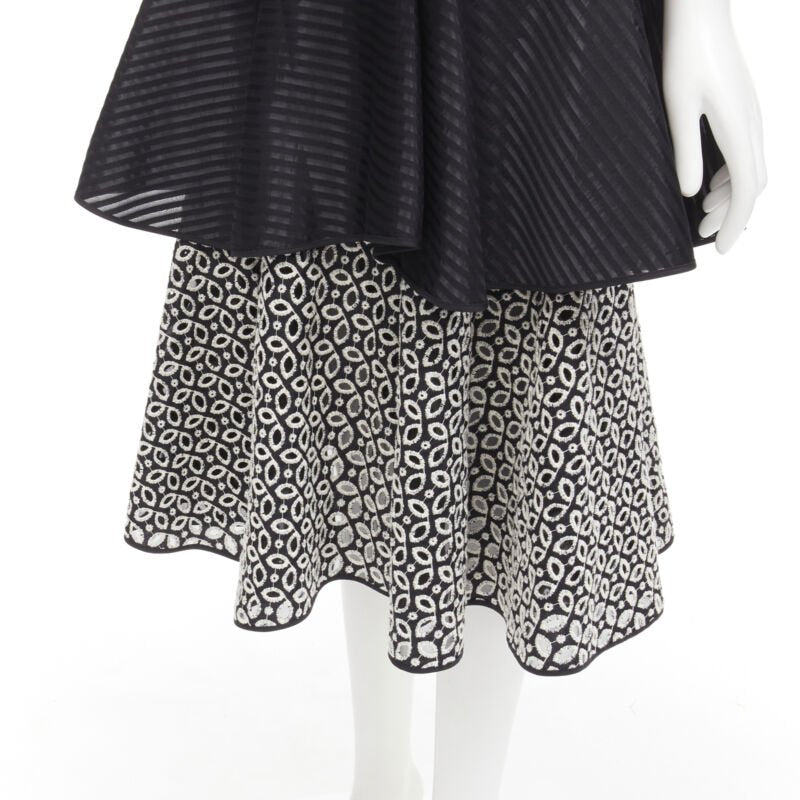 HUISHAN ZHANG black white eyelet embroidery anglais cold shoulder dress US2 XS