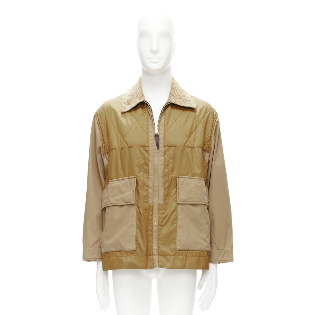 BURBERRY brown corduroy collar padded pocketed chore field jacket M