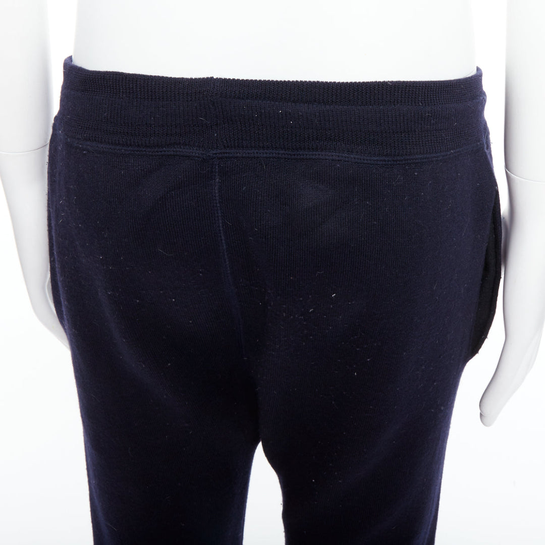 LANVIN navy soft waffle knit drawstring mid waist tapered jogger pants S