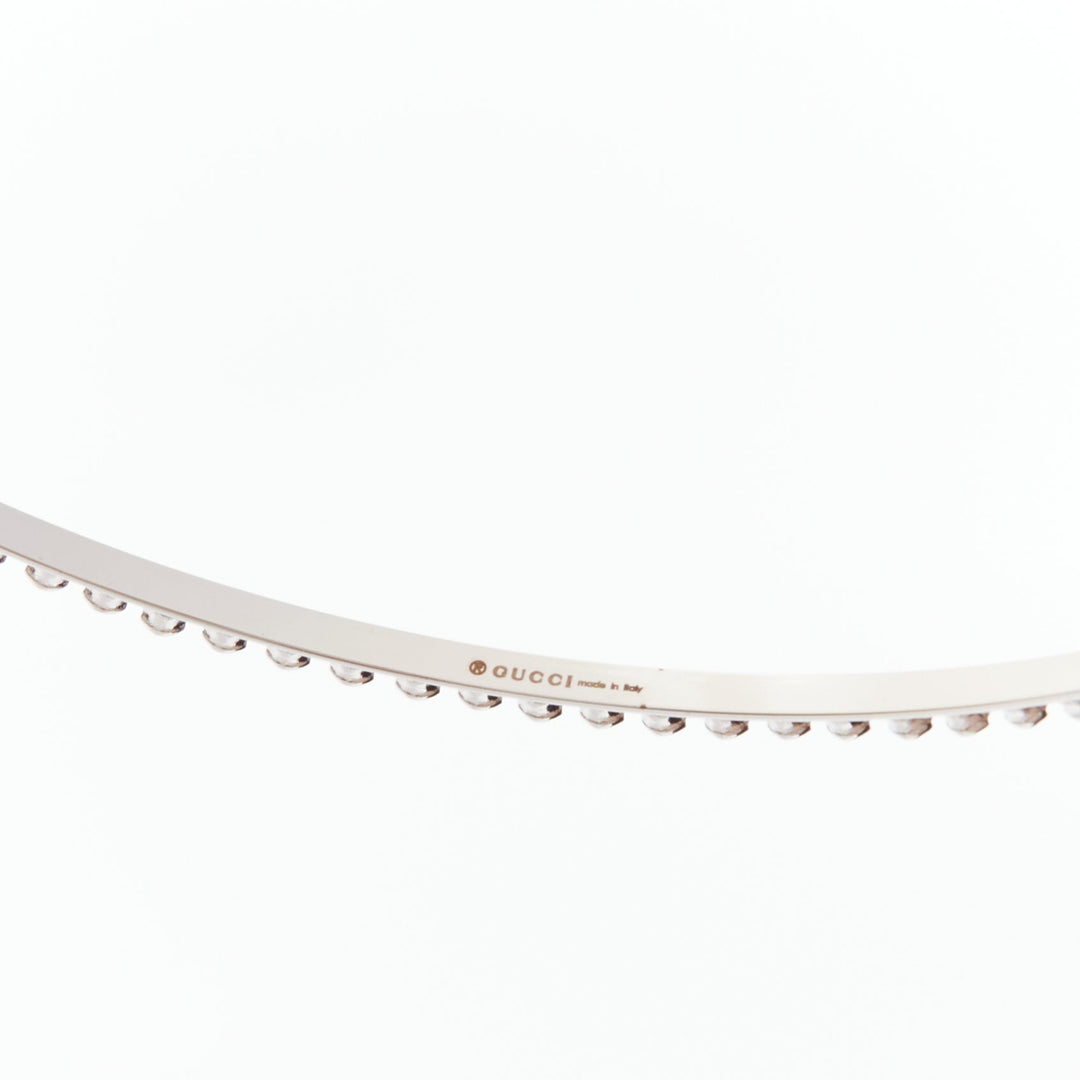 GUCCI Alessandro Michele pink heart crystal GG logo pearl charm hairband