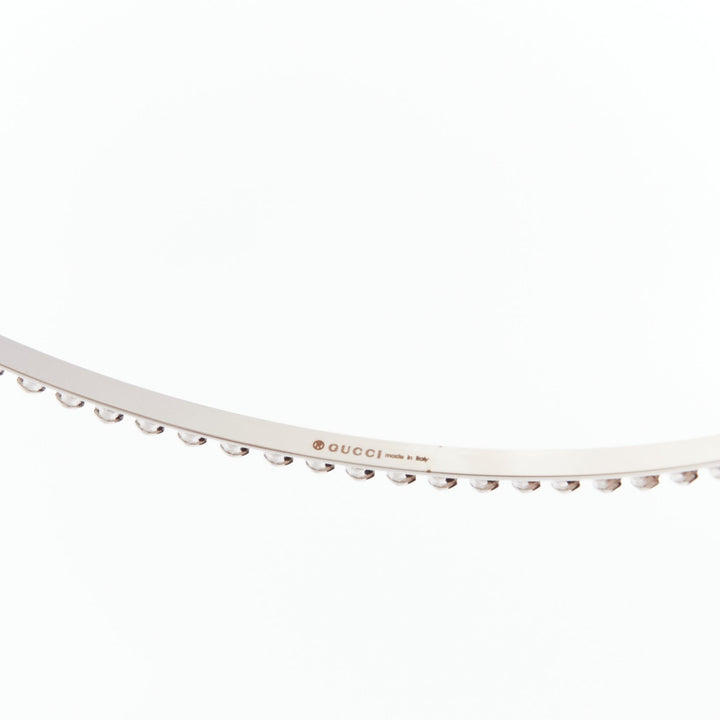 GUCCI Alessandro Michele pink heart crystal GG logo pearl charm hairband