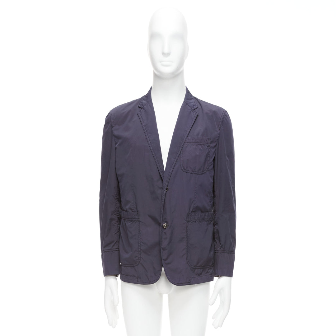 ST DUPONT charcoal grey nylon overstitched silver hardware blazer IT50 L