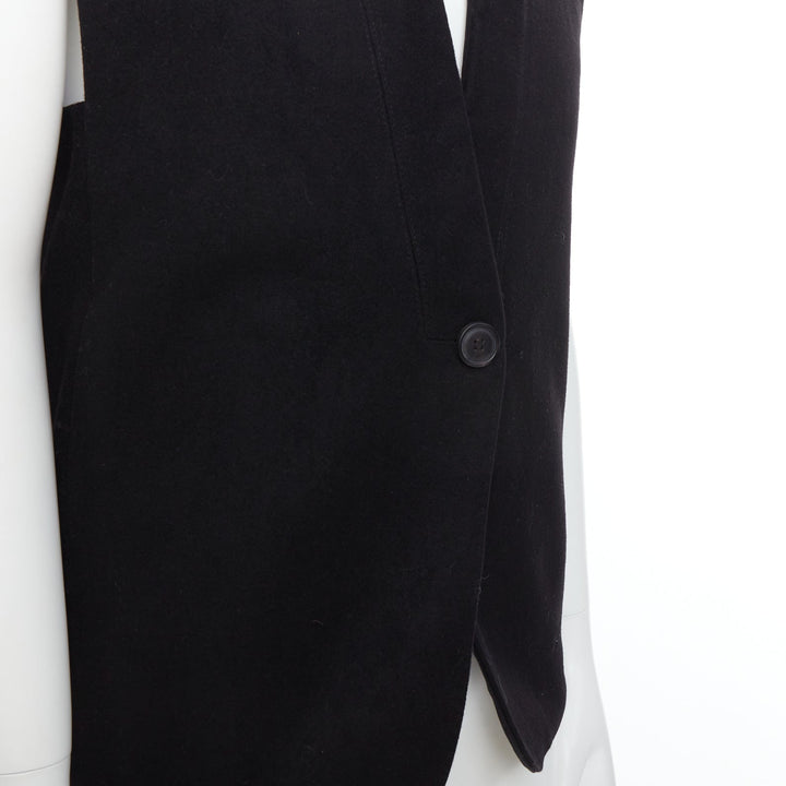 CHRISTOPHE LEMAIRE black wool minimal topstitch waist coat vest Sz2 M