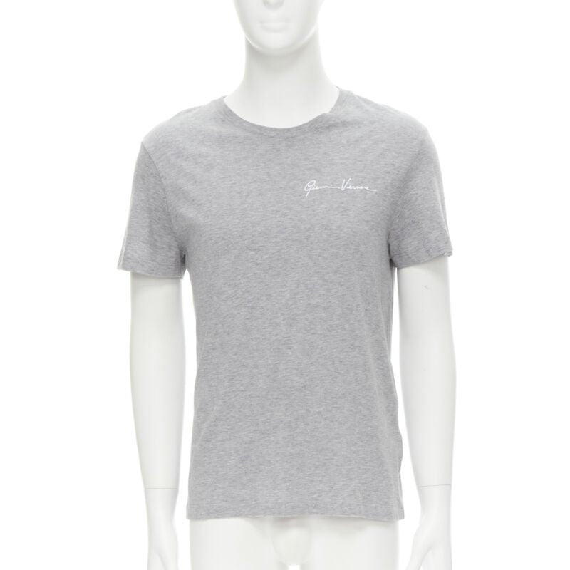 VERSACE white Gianni Signature logo embroidery grey tshirt Taylor Fit S