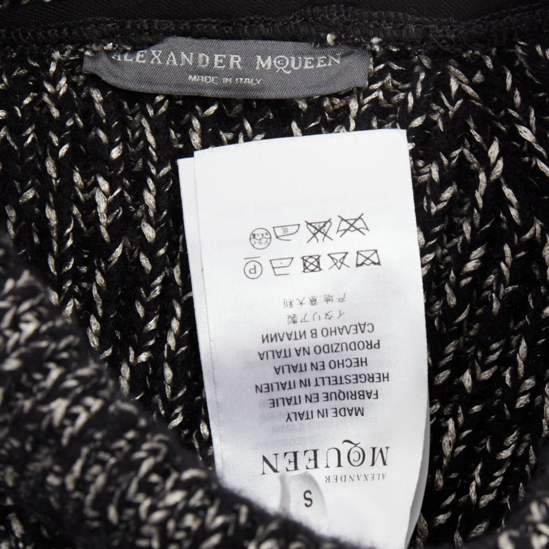 ALEXANDER MCQUEEN grey frayed fringe step hem raglan knit sweater S