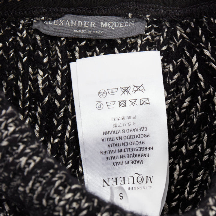 ALEXANDER MCQUEEN grey frayed fringe step hem raglan knit sweater S