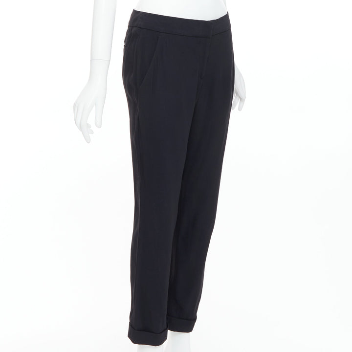 ALEXANDER MCQUEEN 2011 black mid waist flare cropped trousers
